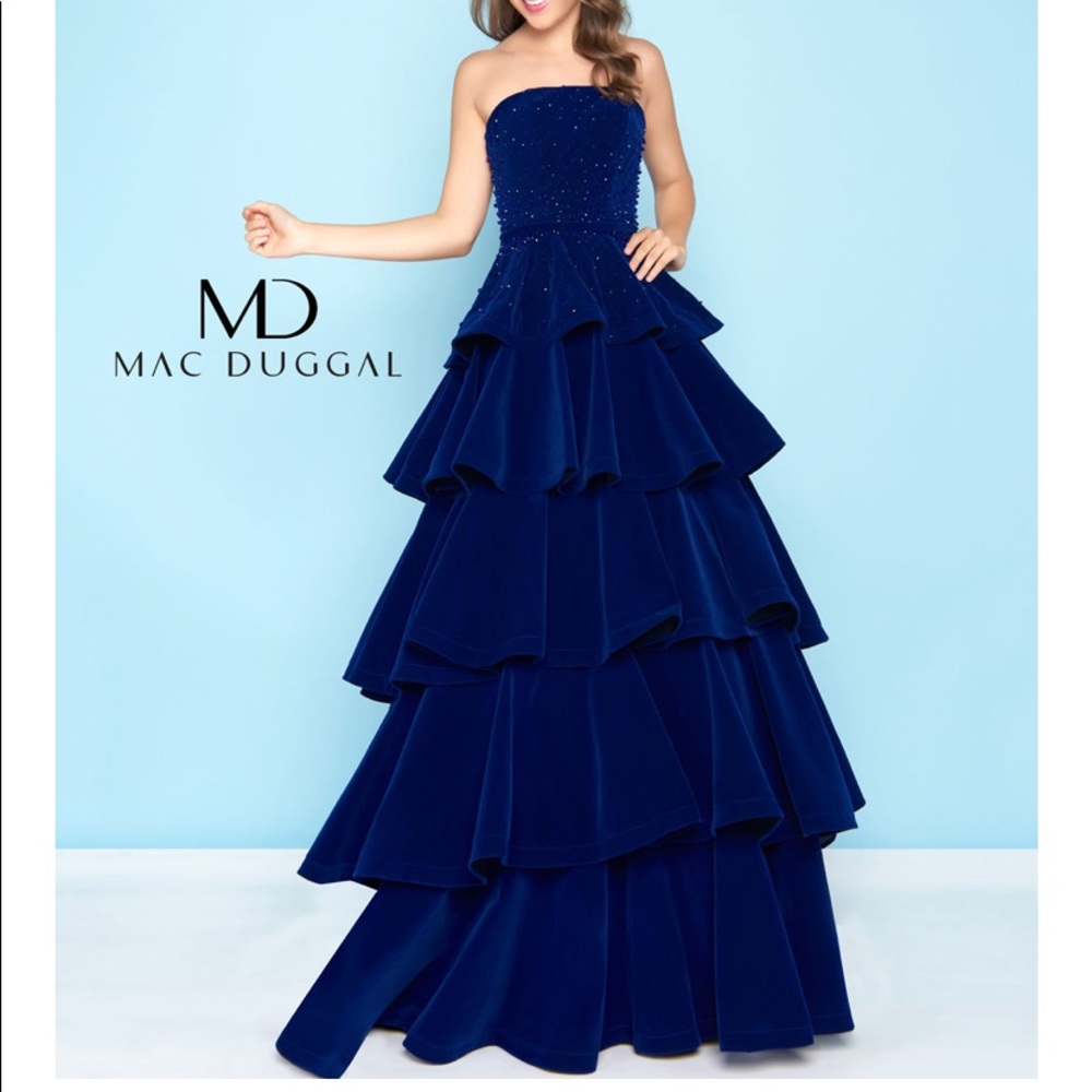 Mac Duggal Velvet Ball Gown/Prom Dress